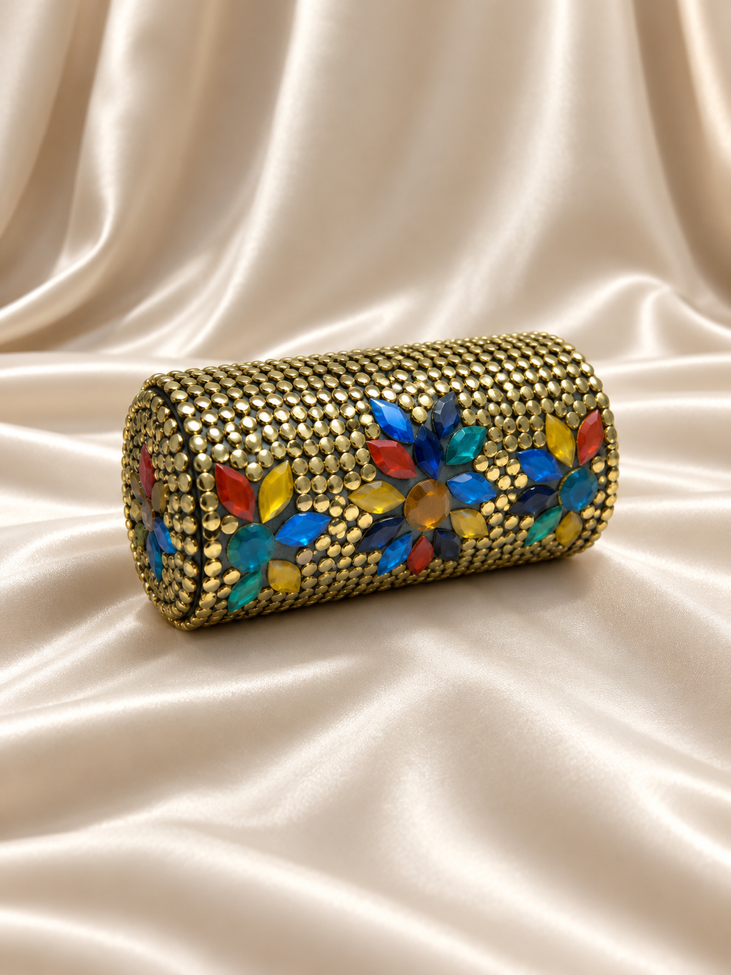 Handmade Crystal Embellished Clutch – Indian Beaded Evening Bag