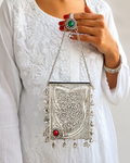 Handmade Metal Clutch Bag – Ethnic Statement Evening Purse with Chain Strap