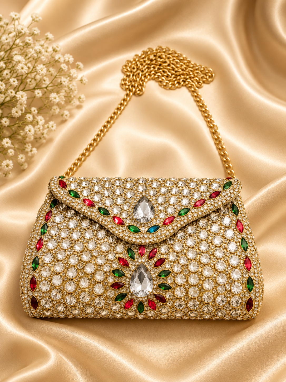 Champagne Crystal Clutch Indian Evening Bag