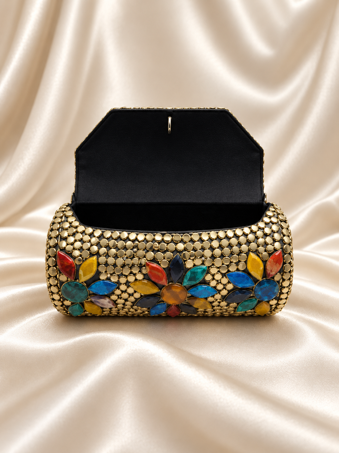 Handmade Crystal Embellished Clutch – Indian Beaded Evening Bag