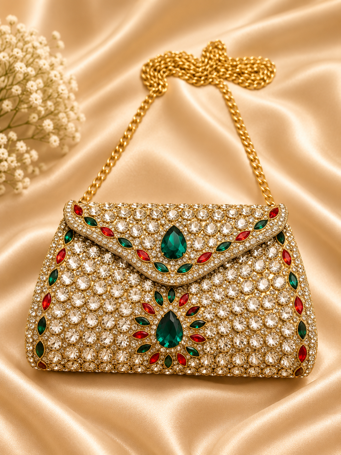 Green Crystal Clutch Indian Evening Bag