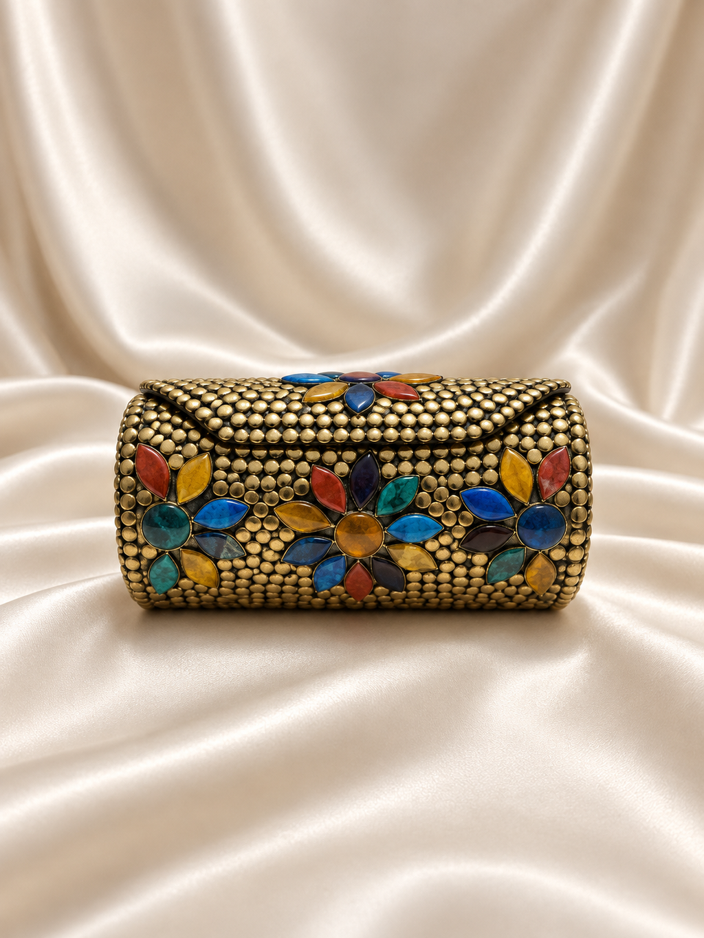 Handmade Crystal Embellished Clutch – Indian Beaded Evening Bag