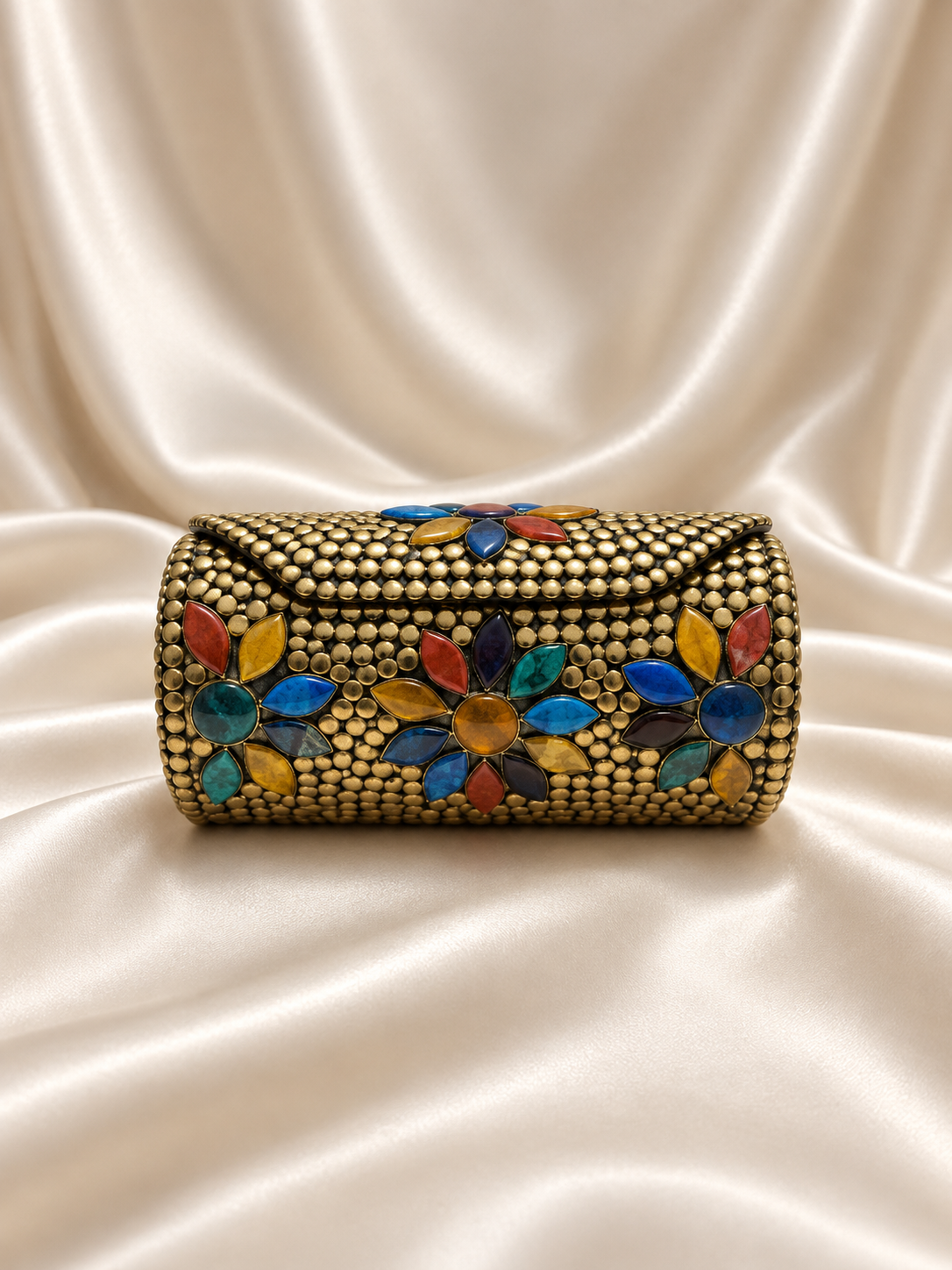 Handmade Crystal Embellished Clutch – Indian Beaded Evening Bag