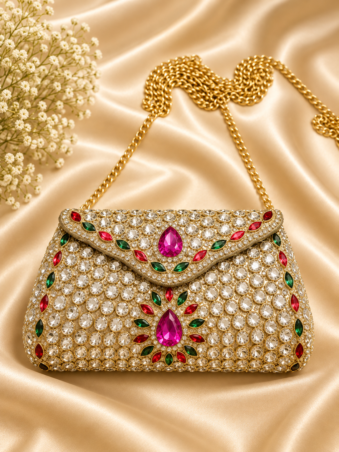 Pink Crystal Clutch Indian Evening Bag