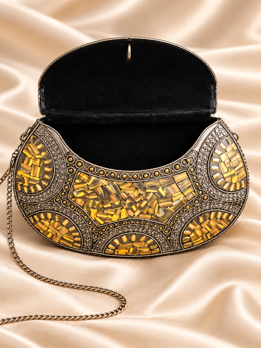 Handcrafted Mosaic Beaded Box Clutch – Indian Embellished Evening Bag