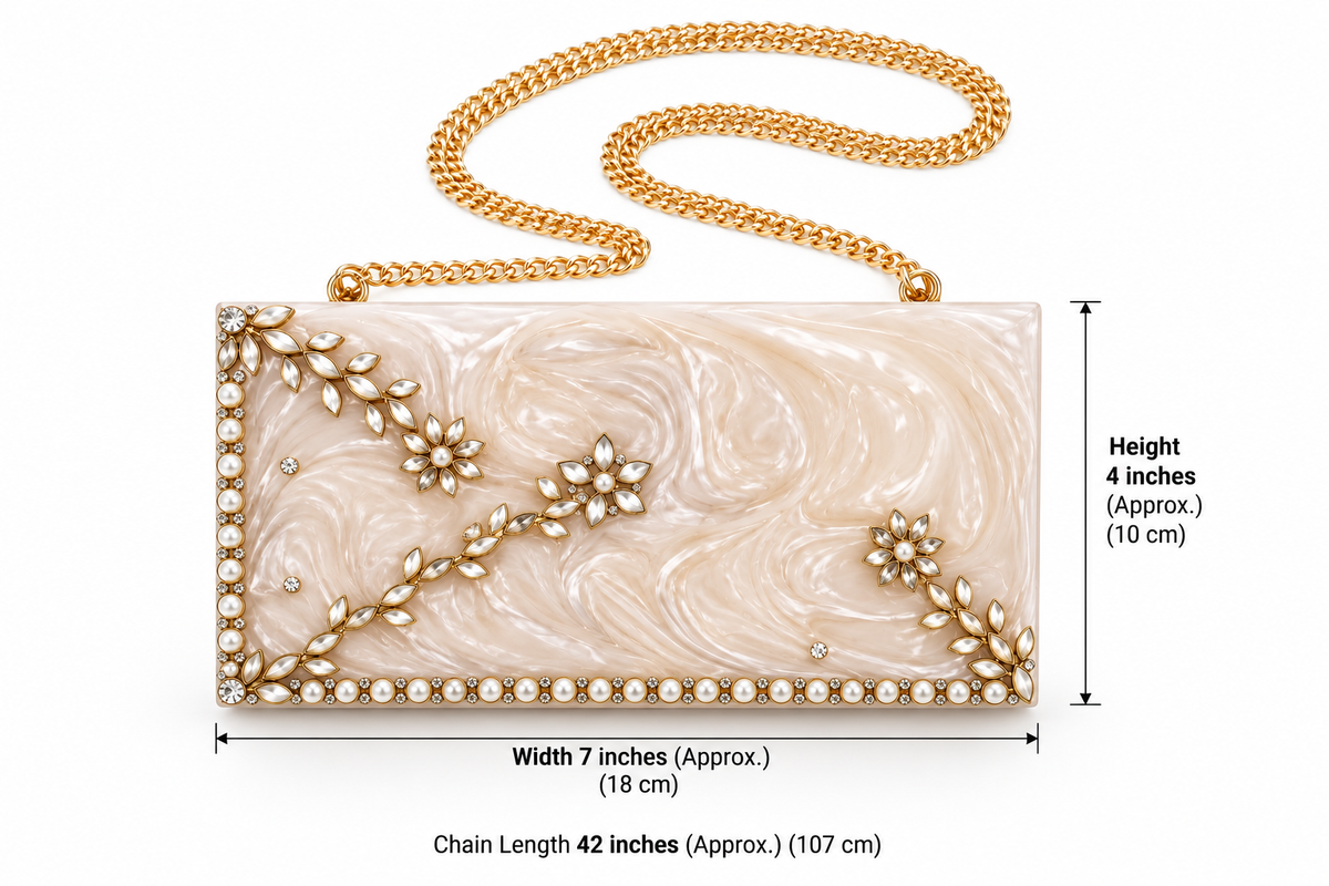 Ivory Marble Box Clutch – Indian Evening Bag