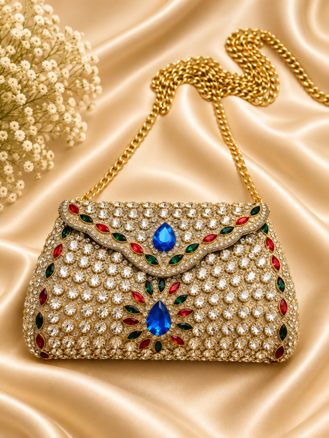 Blue Crystal Clutch  Indian Evening Bag