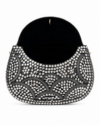 Gunmetal Studded Clutch Bag – Scalloped Crystal Evening Purse