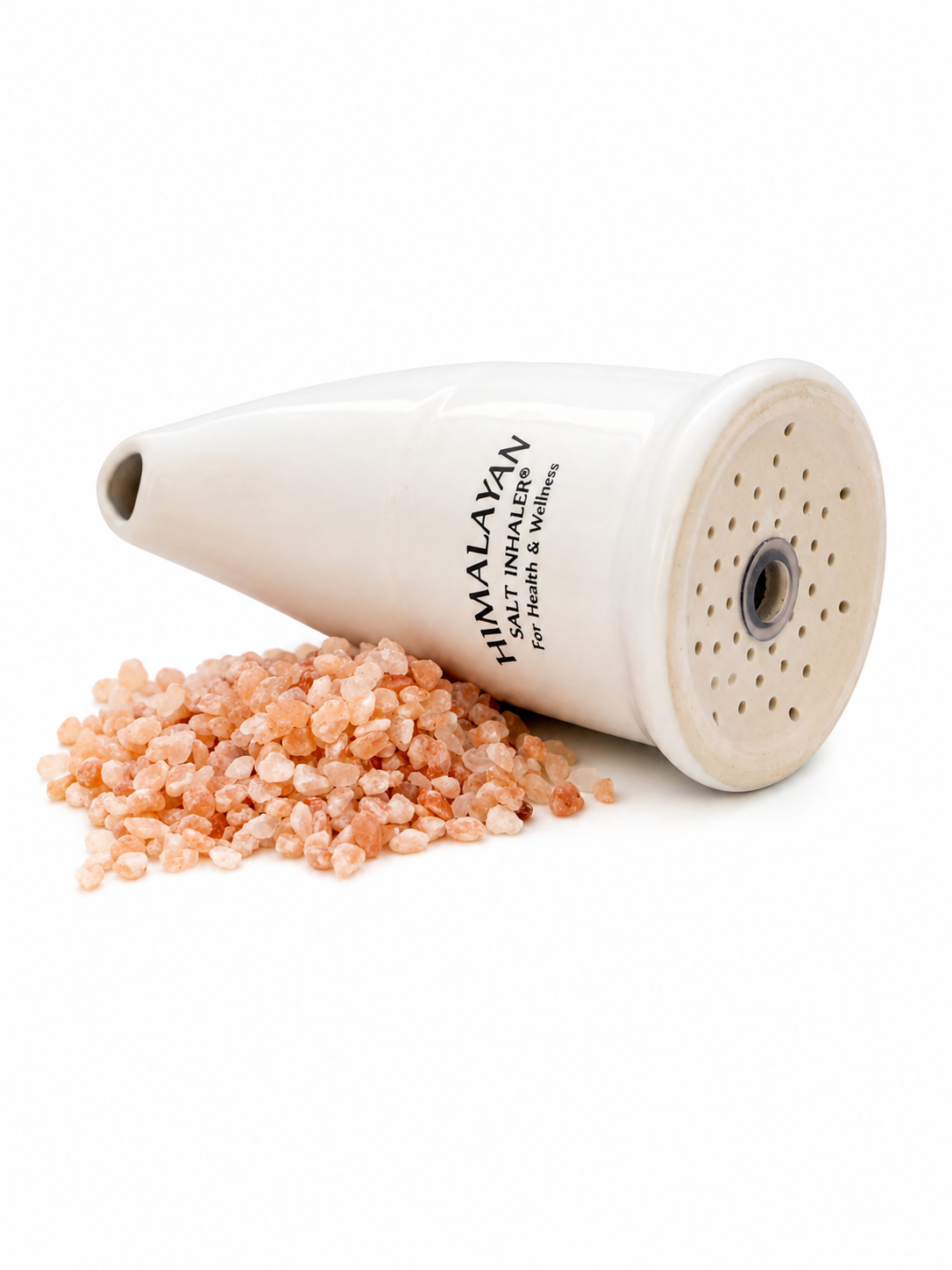 Himalayan Salt Pipe Inhaler - Refillable Ceramic Inhaler with 120g Pink Himalayan Salt