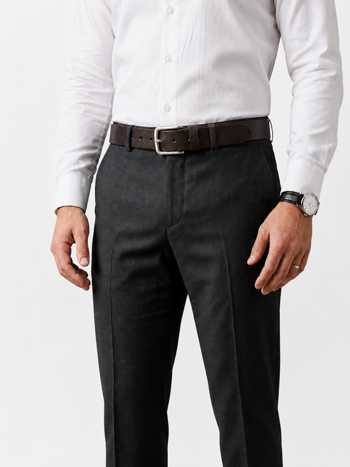 Brown Full-Grain Leather Belt — Classic Buckle