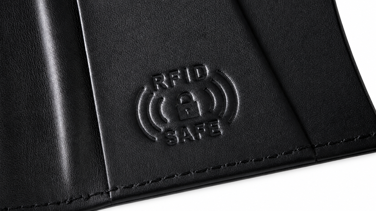 Slim Leather Card Wallet (RFID Protected) - Black