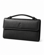 AIRA Textured Leather Trifold Clutch Wallet with Wristlet Handle