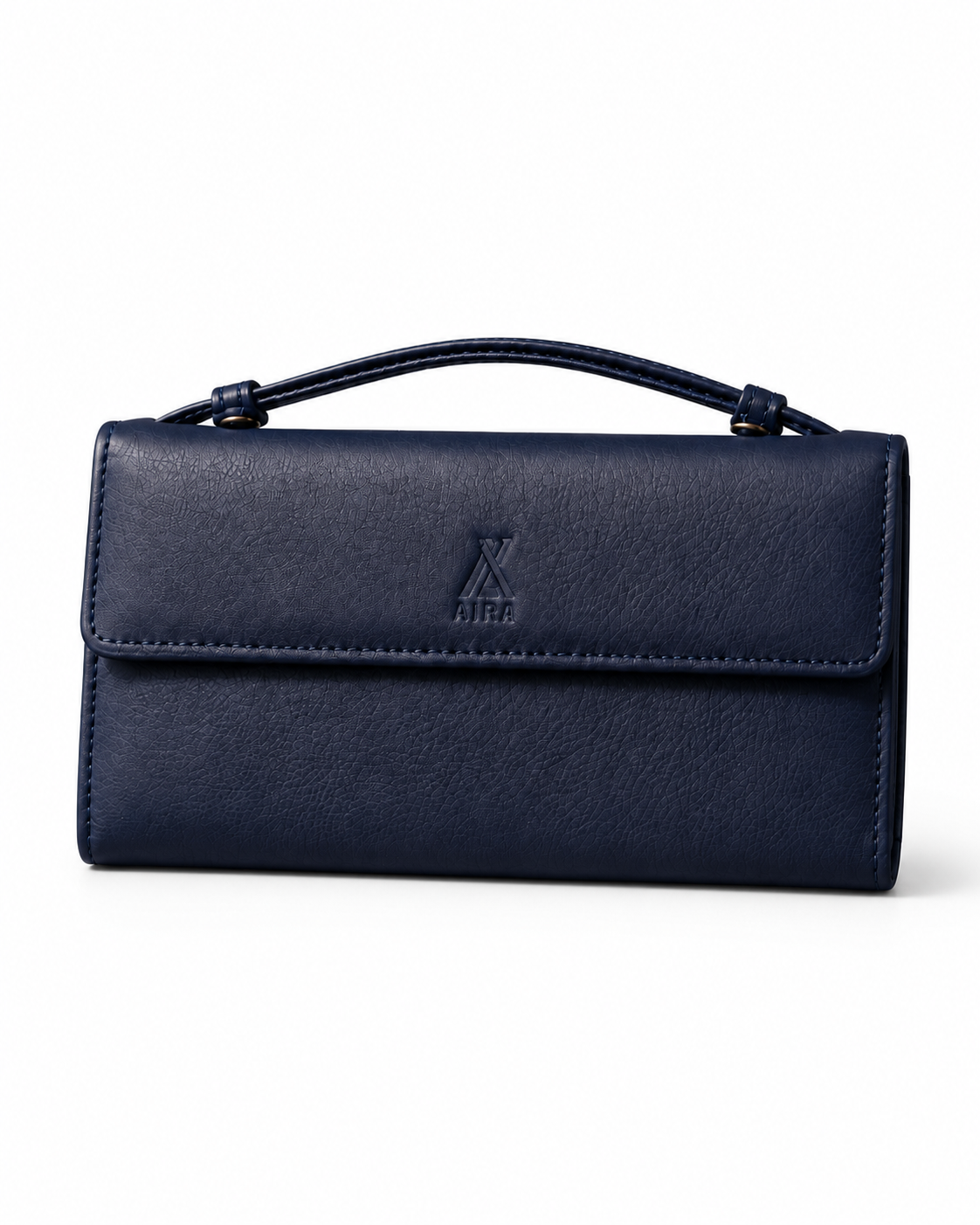 AIRA Textured Leather Trifold Clutch Wallet with Wristlet Handle