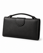 AIRA Textured Leather Trifold Clutch Wallet with Wristlet Handle