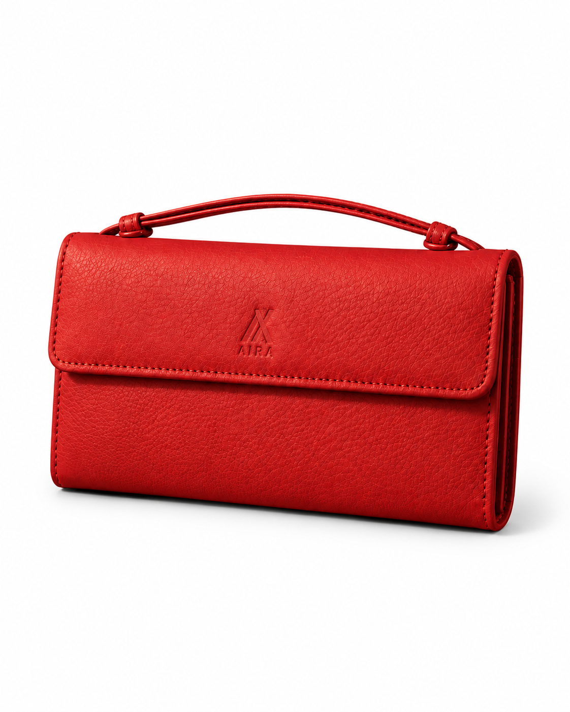 AIRA Textured Leather Trifold Clutch Wallet with Wristlet Handle