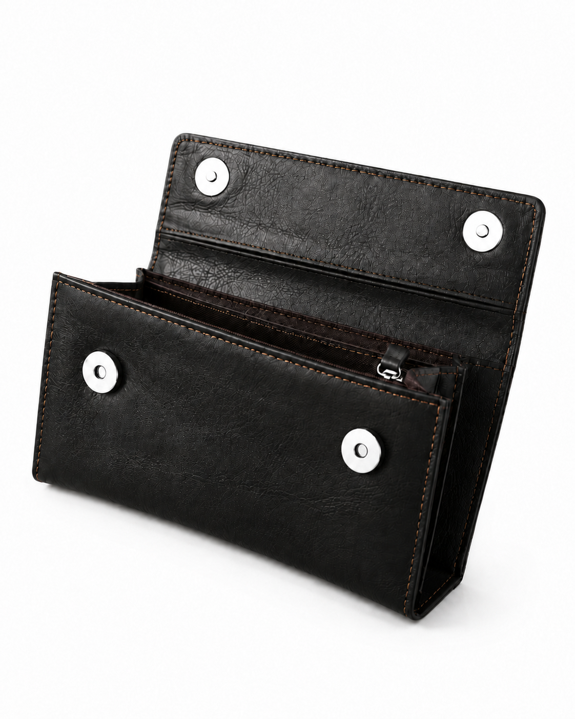 AIRA Textured Leather Trifold Clutch Wallet with Wristlet Handle