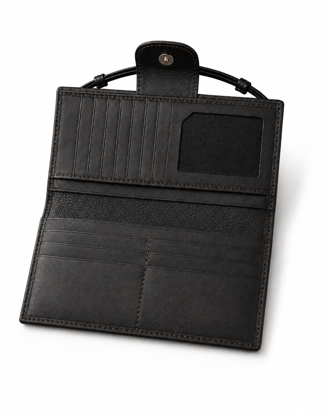 AIRA Textured Leather Trifold Clutch Wallet with Wristlet Handle