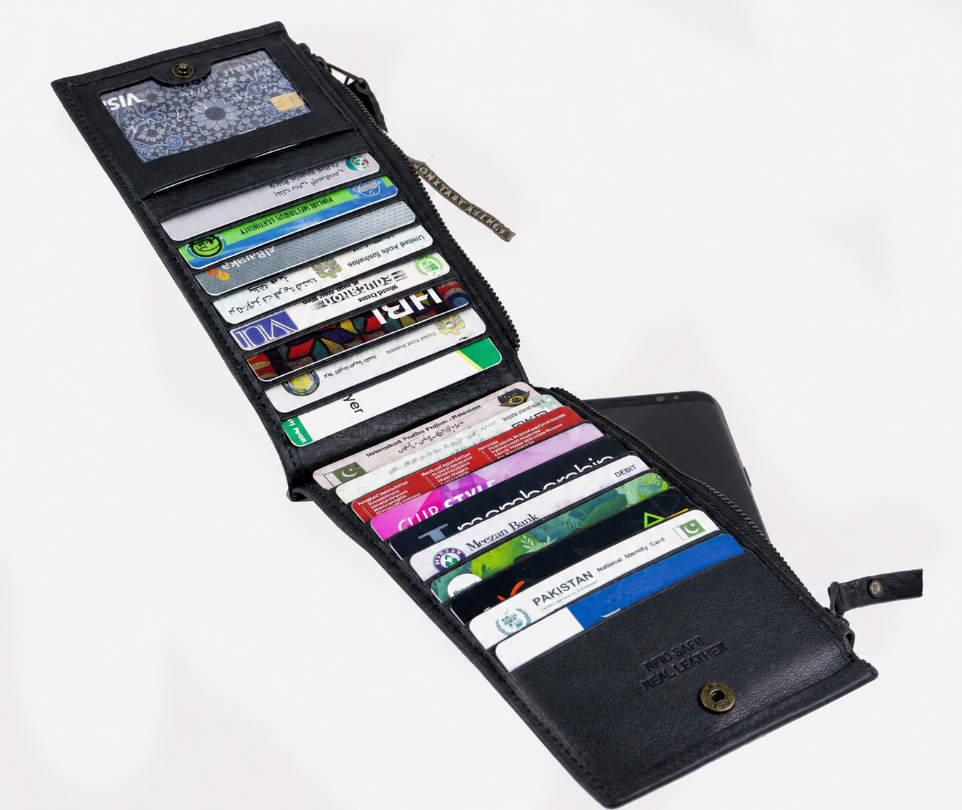AIRA Genuine Leather RFID Long Wallet – Black