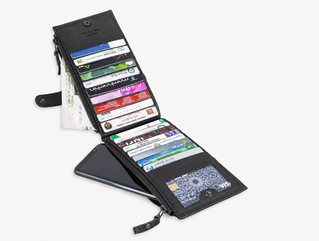 AIRA Genuine Leather RFID Long Wallet – Black