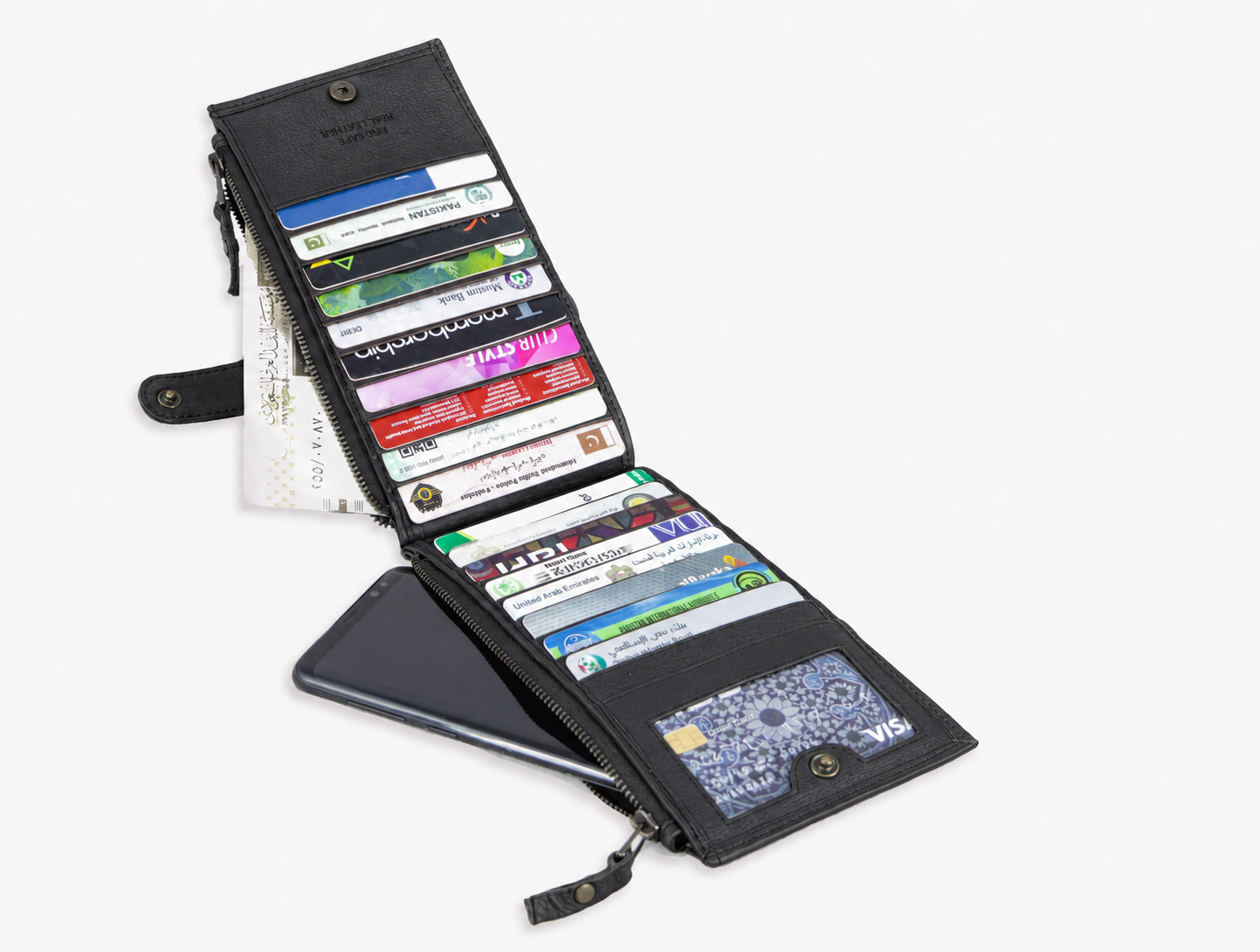 AIRA Genuine Leather RFID Long Wallet – Black
