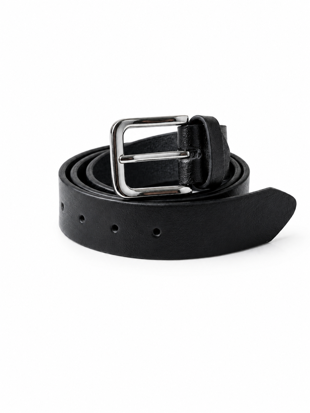 Black Full-Grain Leather Belt — Classic Buckle