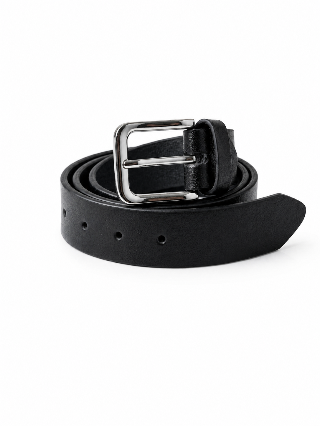 Black Full-Grain Leather Belt — Classic Buckle