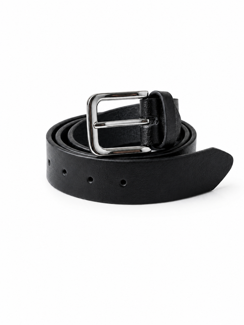 Black Full-Grain Leather Belt — Classic Buckle