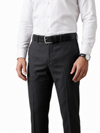 Black Full-Grain Leather Belt — Classic Buckle
