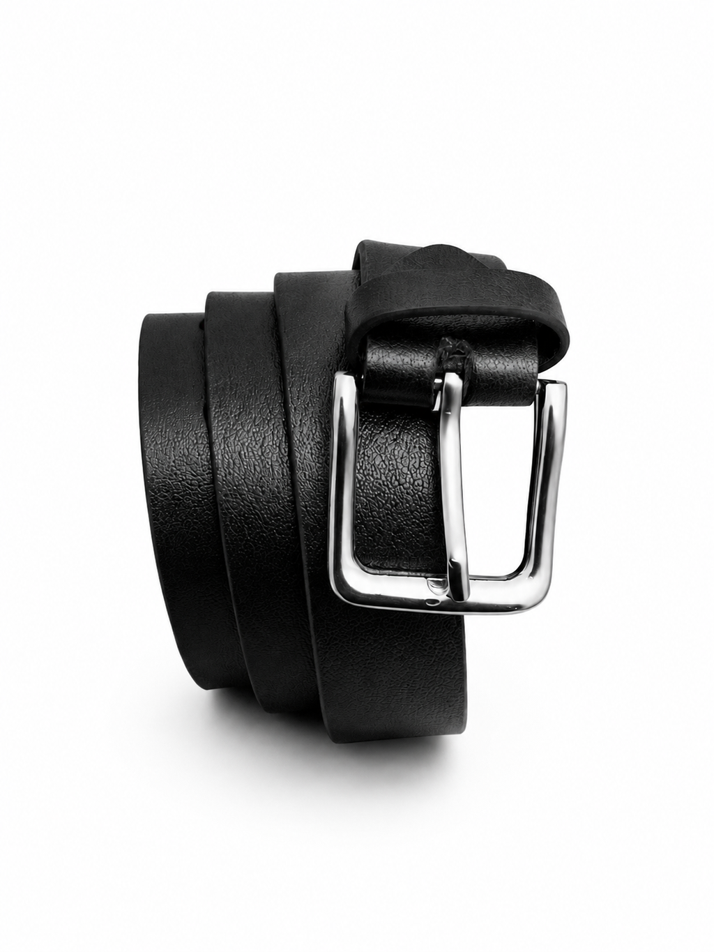 Black Full-Grain Leather Belt — Classic Buckle