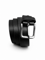 Black Full-Grain Leather Belt — Classic Buckle