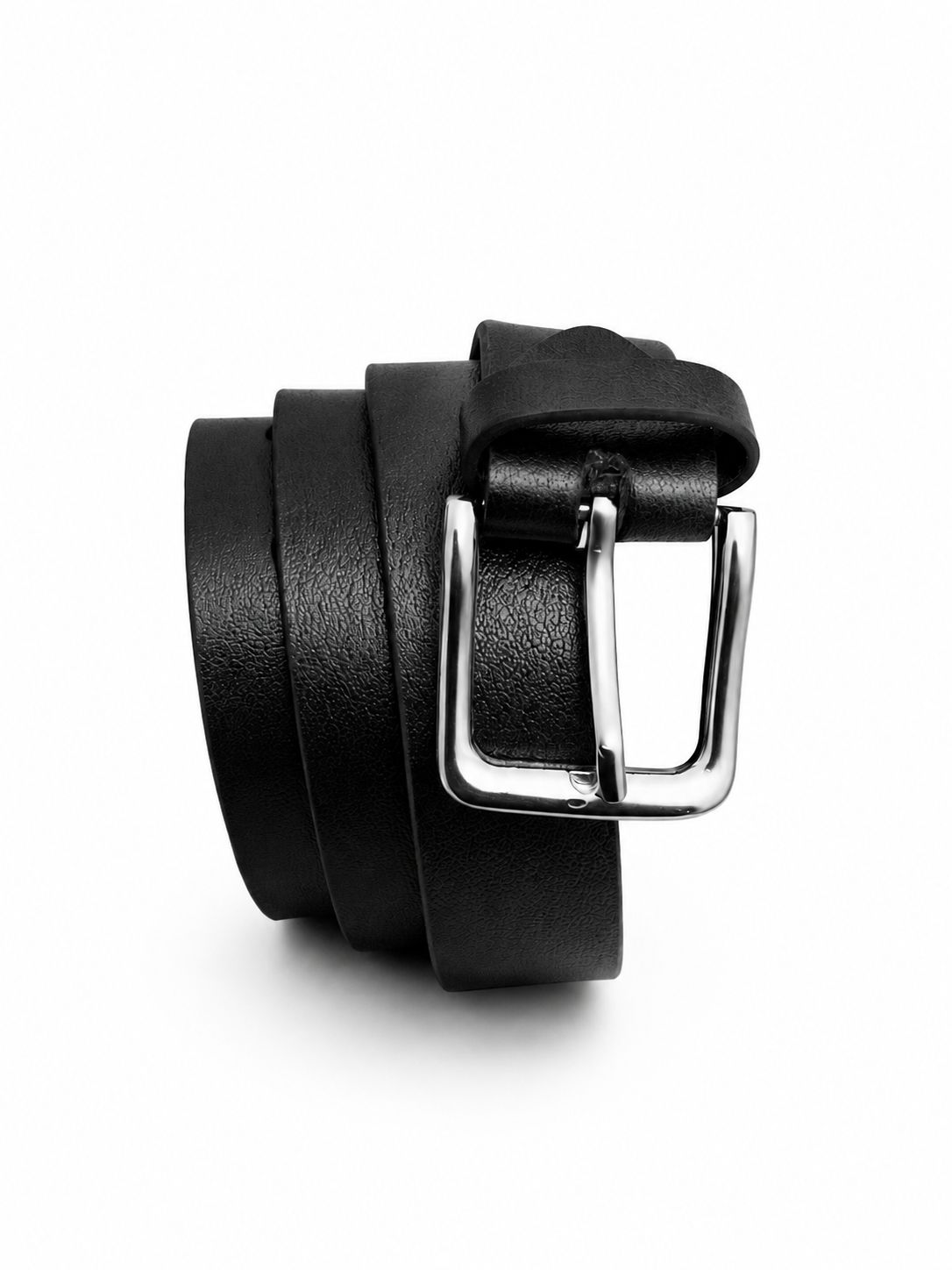 Black Full-Grain Leather Belt — Classic Buckle