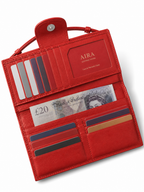AIRA Textured Leather Trifold Clutch Wallet with Wristlet Handle