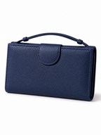 AIRA Textured Leather Trifold Clutch Wallet with Wristlet Handle