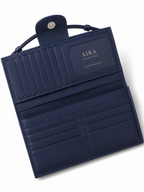 AIRA Textured Leather Trifold Clutch Wallet with Wristlet Handle