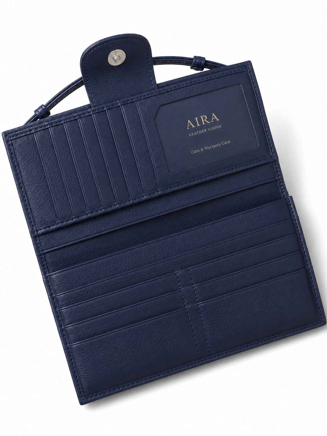 AIRA Textured Leather Trifold Clutch Wallet with Wristlet Handle