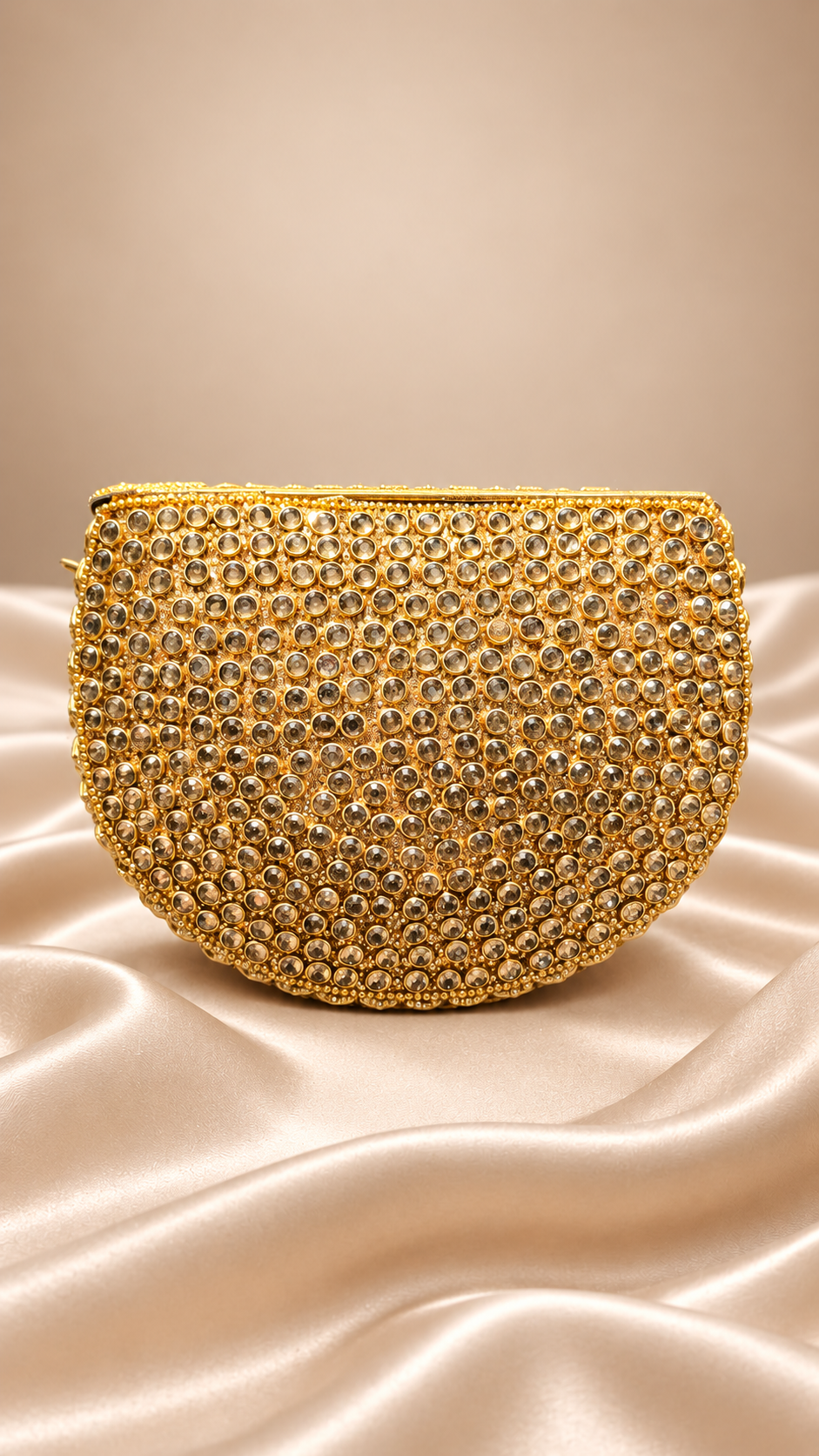Ruby Red & Gold Crystal Metal Clutch