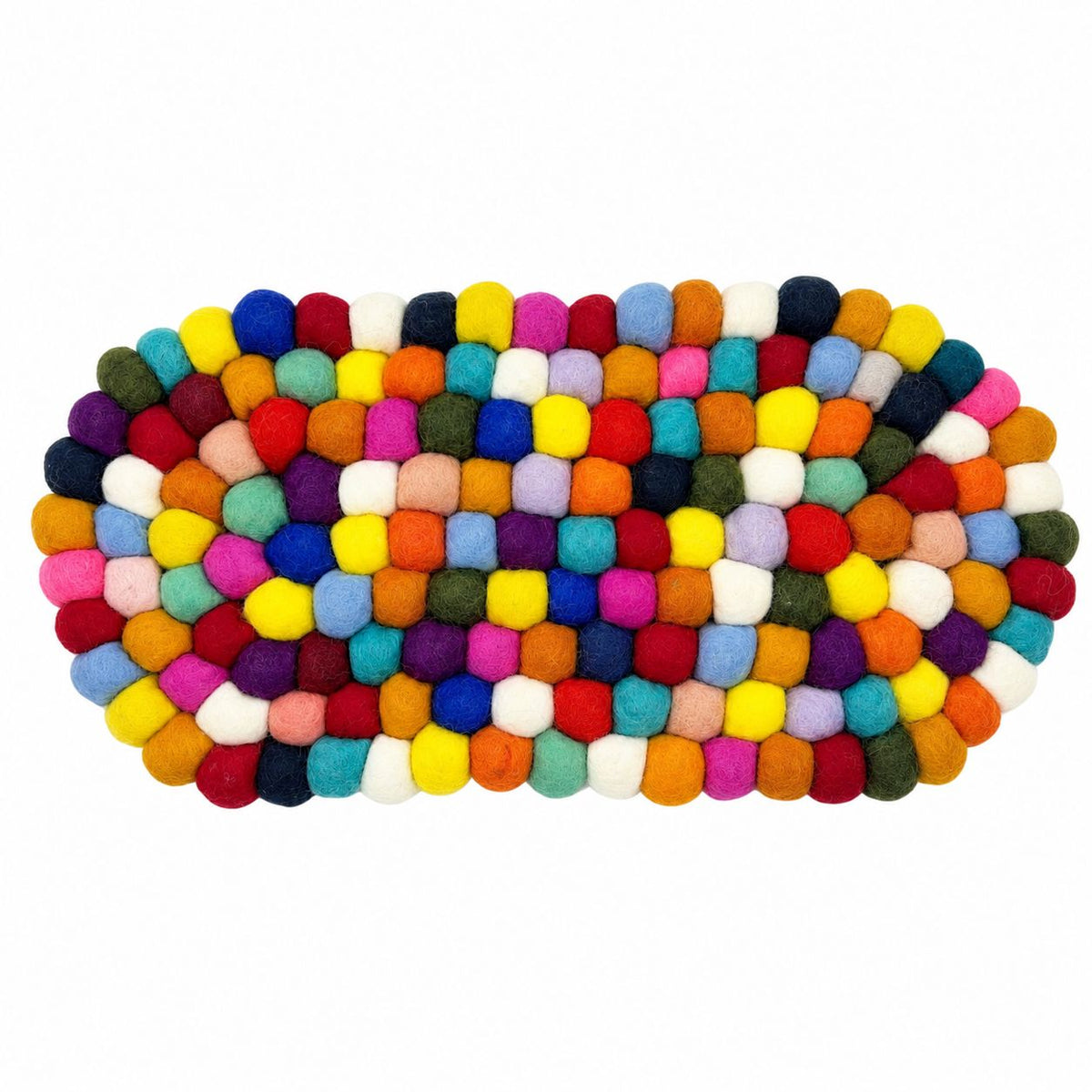 Felt Ball Oval Centre Mat - Multi Colour
