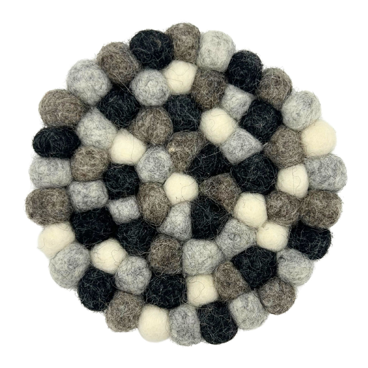 Felt Ball Round Coasters - Multi Grey colour (set of 4)