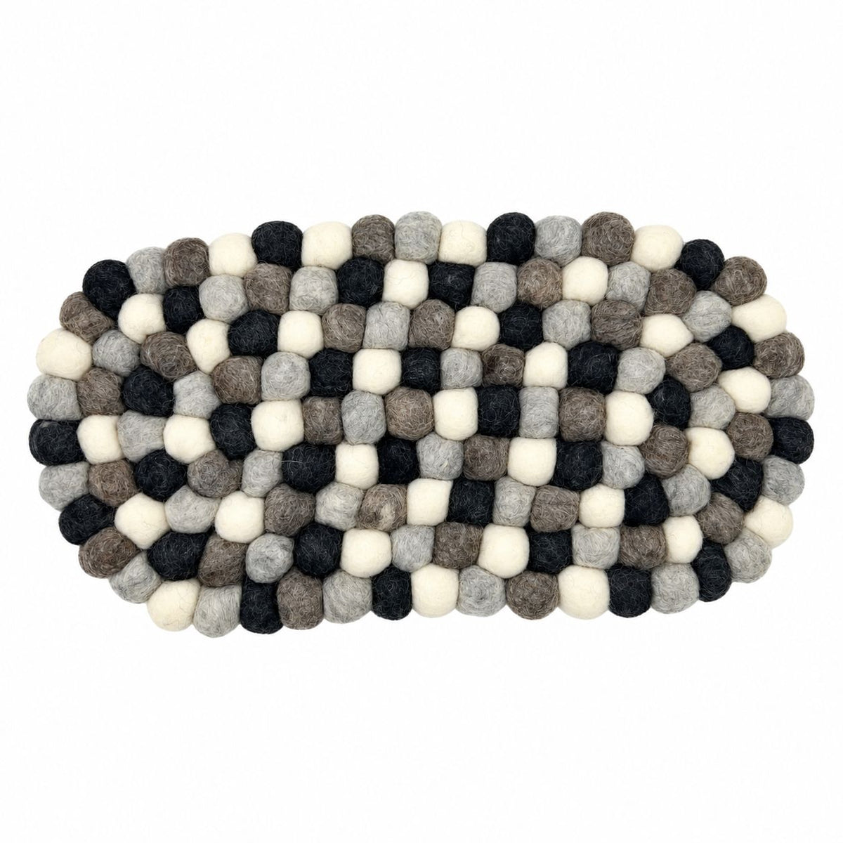Felt Ball Oval Centre Mat - Multi Grey Colour