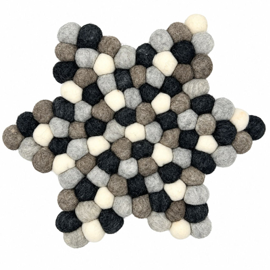 Felt Ball Star Centre Mat - Multi Grey Colour
