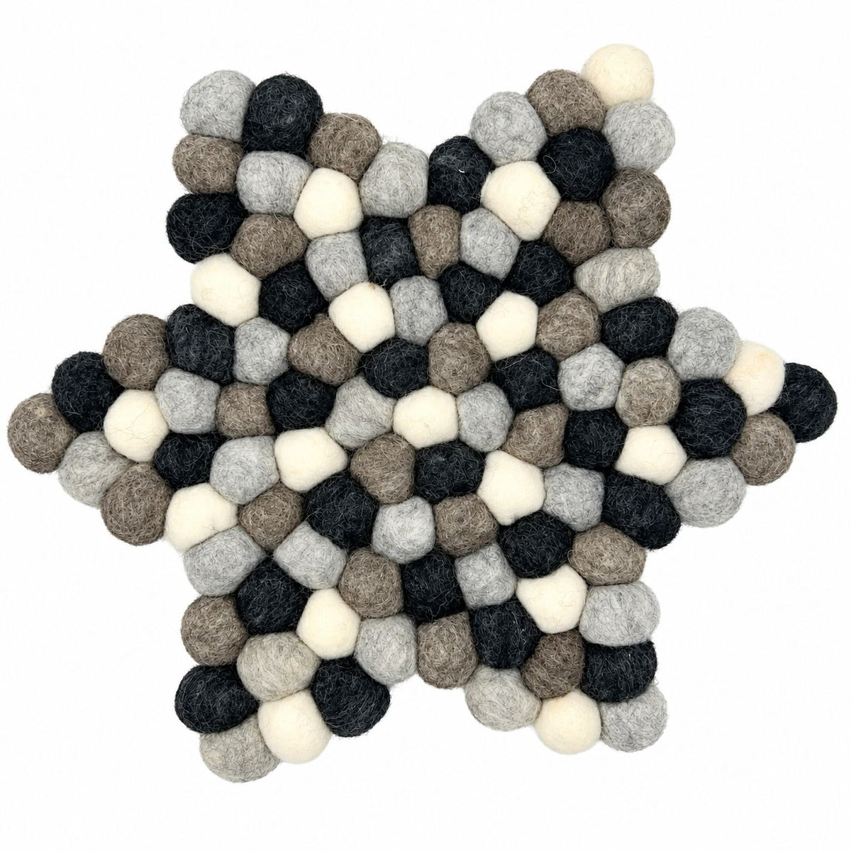 Felt Ball Star Centre Mat - Multi Grey Colour