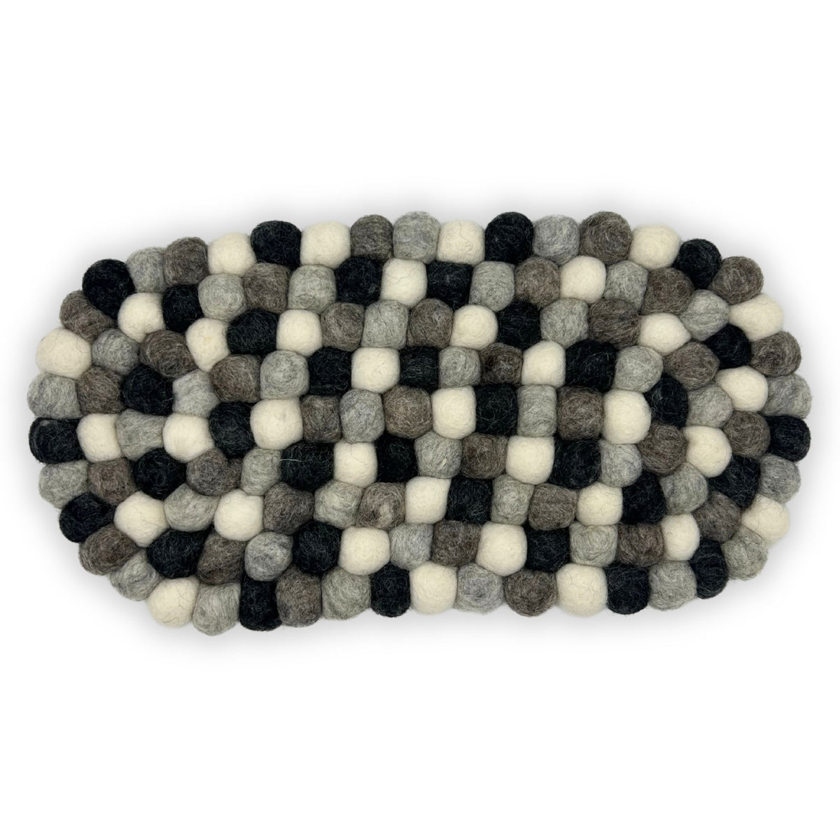 Felt Ball Oval Centre Mat - Multi Grey Colour