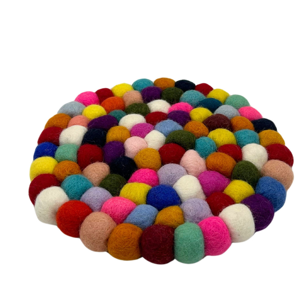 Felt Ball Round Placemat - Multi Colour