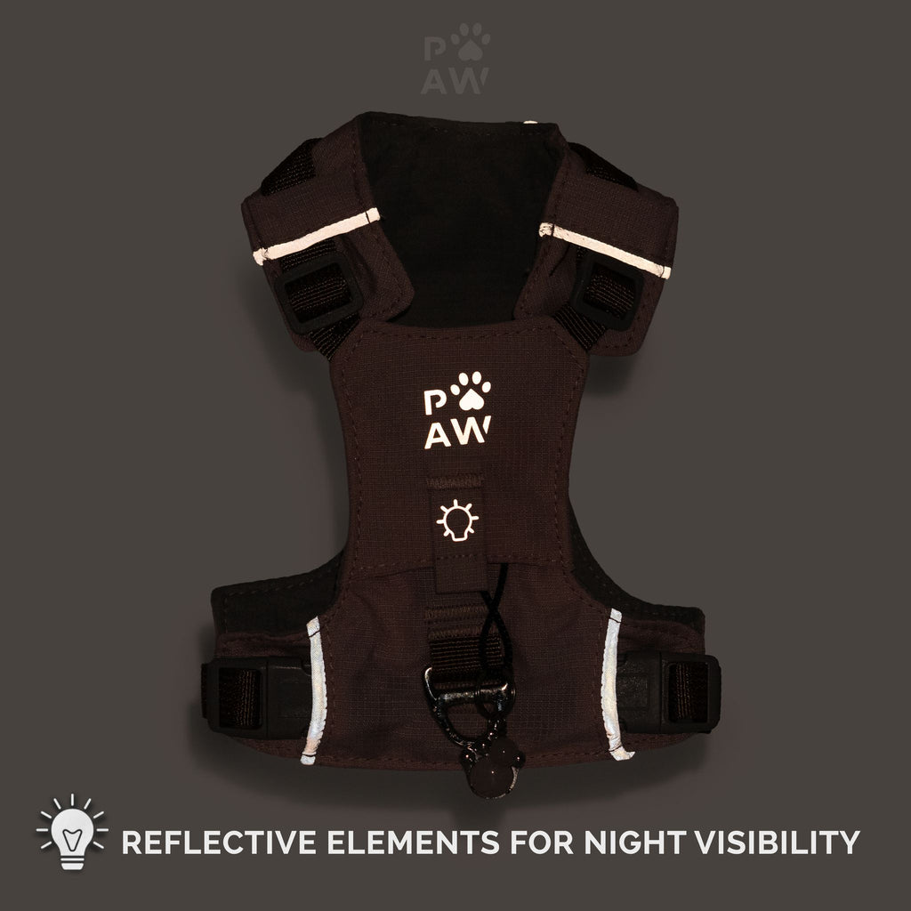 PAW - S (4-8Kg) Dog Step-in Guardian Harness with Reflective Mesh - Rock Grey - Black Obsidian Charm