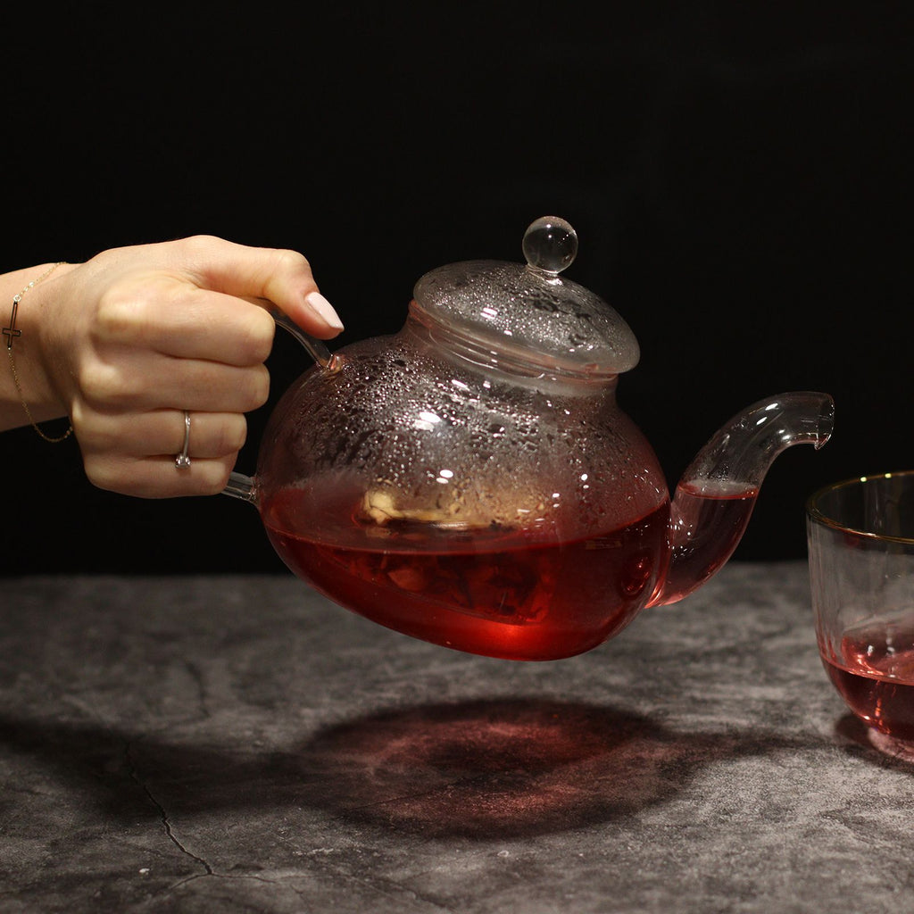 Glass Infuser Teapot - Gift Boxed - Round Pearl - 800ml