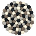 Felt Ball Round Placemat- Multi Grey Colour