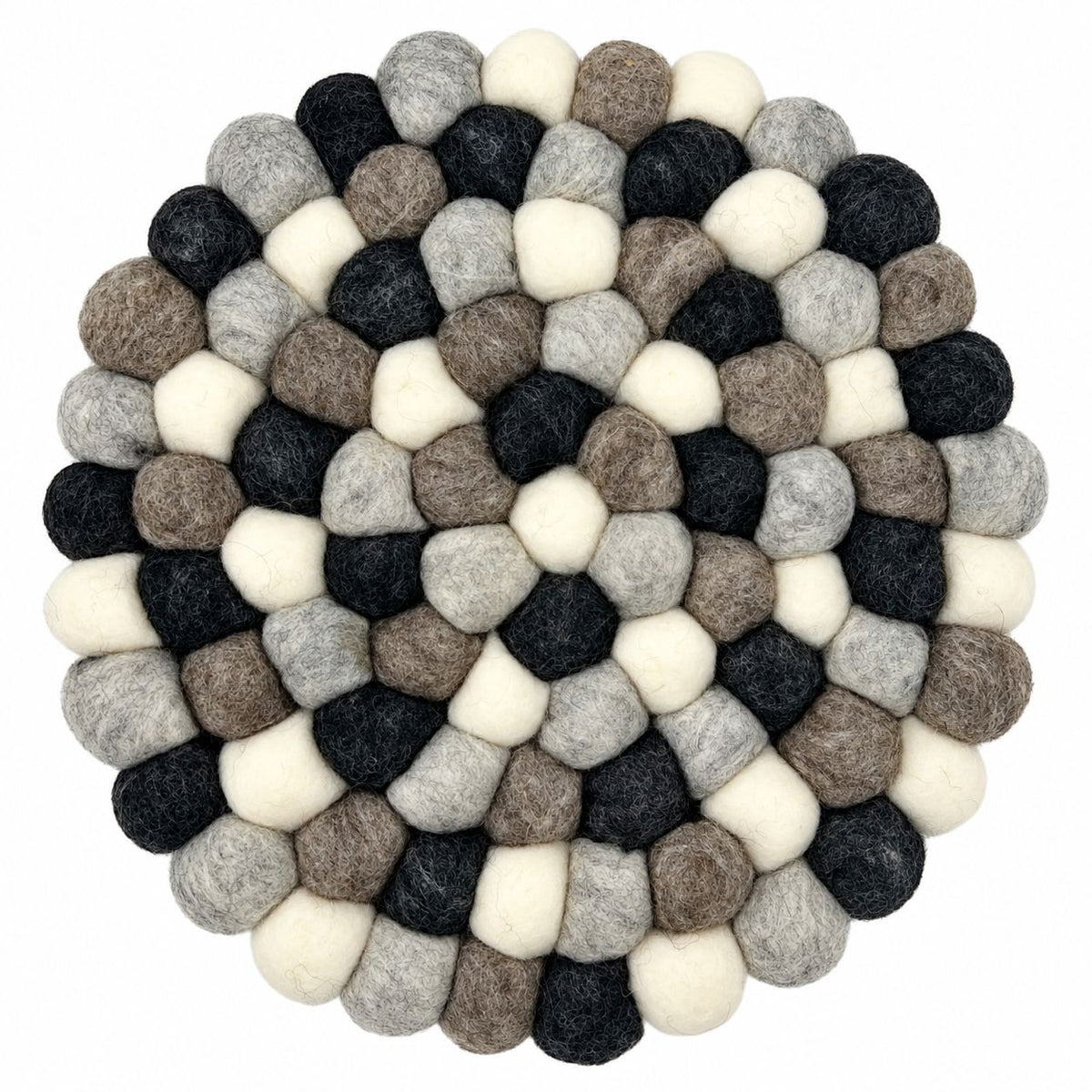 Felt Ball Round Placemat- Multi Grey Colour