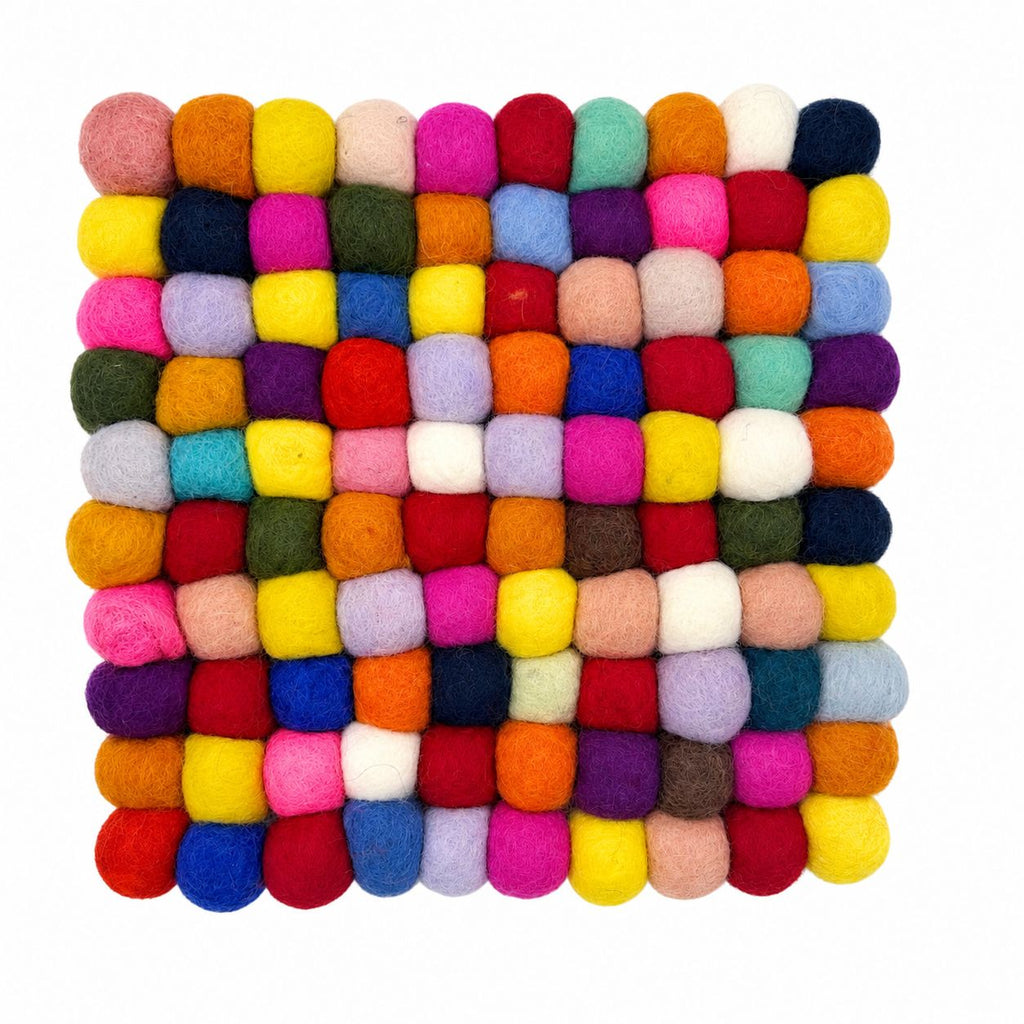 Felt Ball Square Placemat - Multi Colour