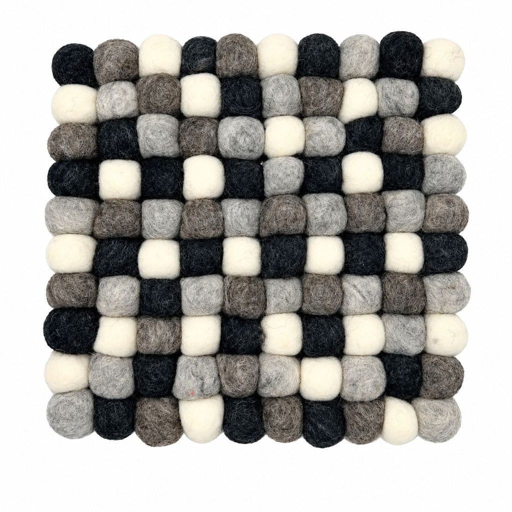 Felt Ball Square Placemat -Multi Grey Colour