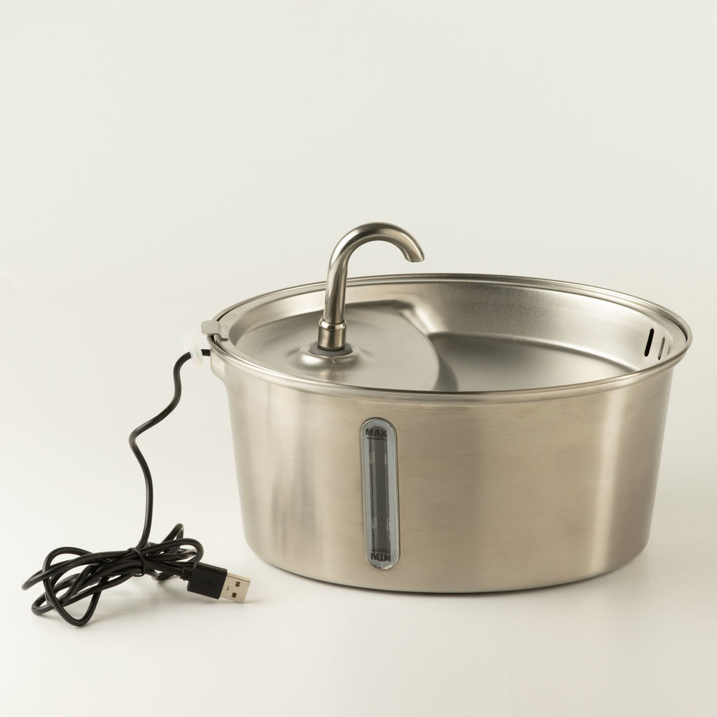PAW Food Bowls - Electric Water Fountain 2.5 Litre - USB - Stainless Steel (304)